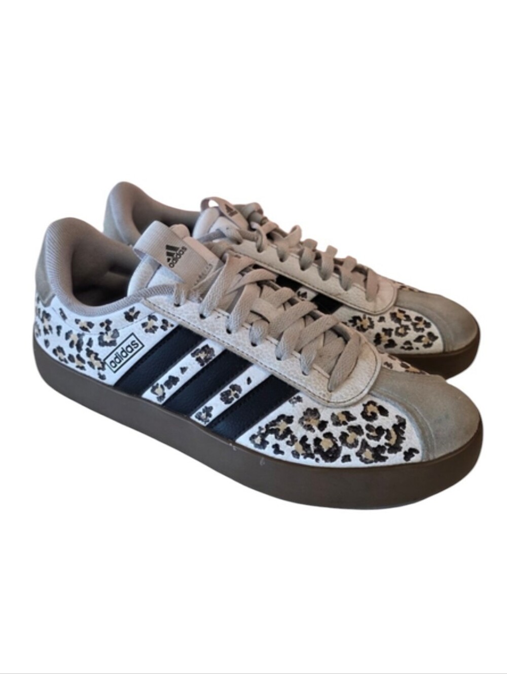 Adidas Men's 7 Women's 9 Custom Painted Leopard Print Sneakers Unique Ooak